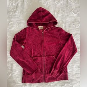 Maroon Velour juicy couture zip up jacket